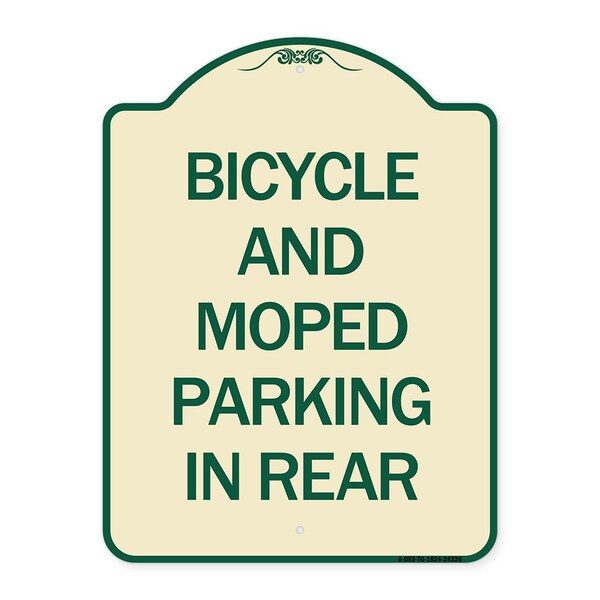 Bicycle and Moped Parking in Rear Heavy-Gauge Aluminum Architectural Sign, 24" x 18", TG-1824-24326